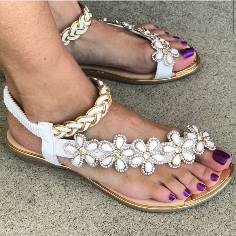Restocked! Italina Light Green Flower Rhinestone Slingback Sandal - Picture 11 of 13